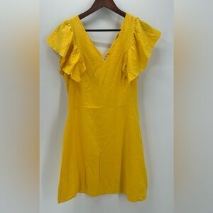 A New Day Linen Blend Dress, Bright Yellow
